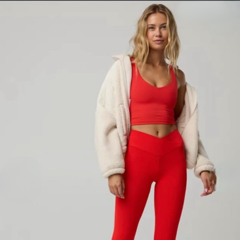 Offline by Aerie Real Me Red Crop Top/ Leggings Set